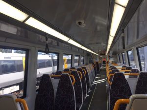 Bomardier QNGR train interior with LED luminaires